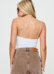 back view of model wearing Princess Polly Bekks Bodysuit White Sleeveless V-Neck 