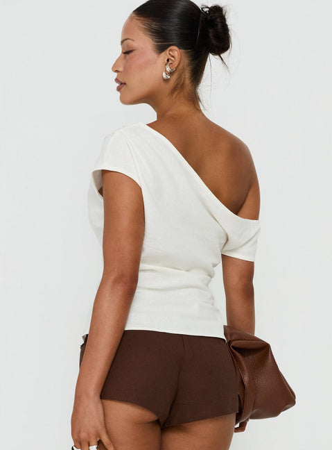 Seasons Change Relaxed Off Shoulder Top White
