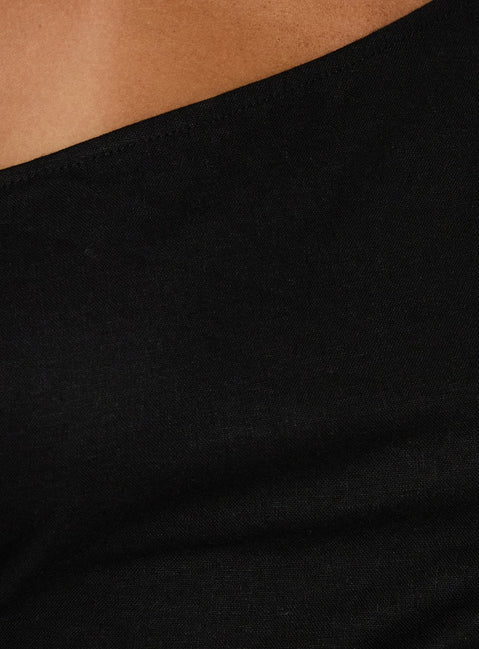 Seasons Change Relaxed Off Shoulder Top Black