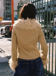 Jeanna Suede Faux Fur Detail Jacket Beige