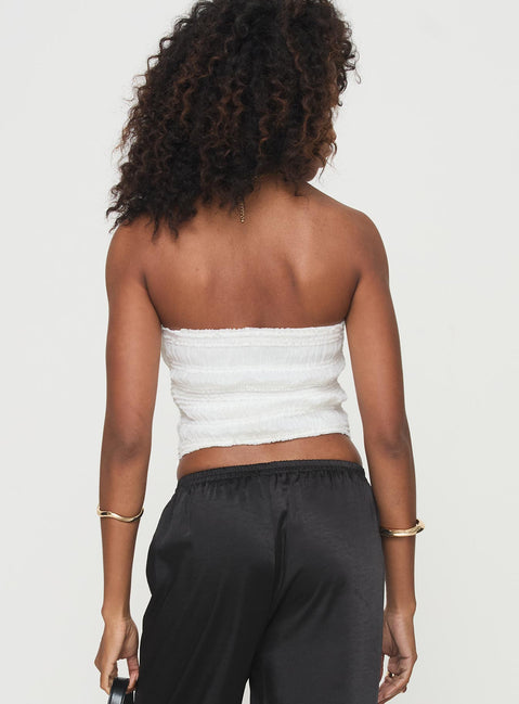 back view of model wearing Princess Polly Lelande Tube Top White Sleeveless straight 