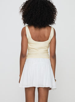 back view of model wearing Princess Polly Cherry On Top Mini Skirt White Mini Skirts 