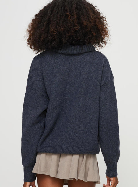 Oswin Turtleneck Sweater Navy Princess Polly  long 