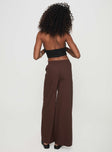 back view of model wearing Princess Polly Brunie Pants Chocolate High Waisted Pants 