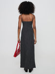 back view of model wearing Princess Polly Pansotti Maxi Dress Black Square Neck 