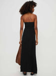 back view of model wearing Princess Polly 4eva Maxi Dress Black Straight Neck 