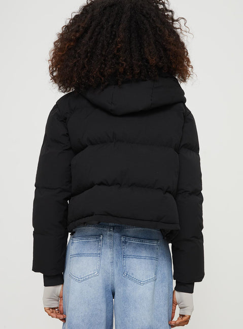 Morrie Hooded Puffer Jacket Black