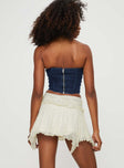 back view of model wearing Princess Polly Ayra Lace Mini Skirt Cream Petite Mini Skirts 