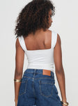 back view of model wearing Princess Polly Koltone Bow Top White Sleeveless V-Neck 