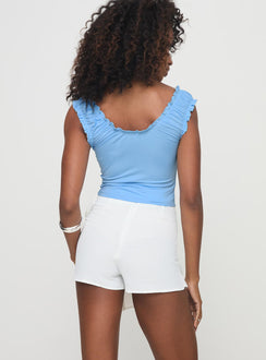 back view of model wearing Princess Polly Verdant Skort White High Waisted Shorts 
