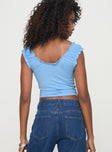V-neck crop top Ruched shoulder straps Good stretch, lined bust Princess Polly Lower Impact