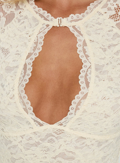 Quinbie Lace Short Sleeve Mini Dress Butter