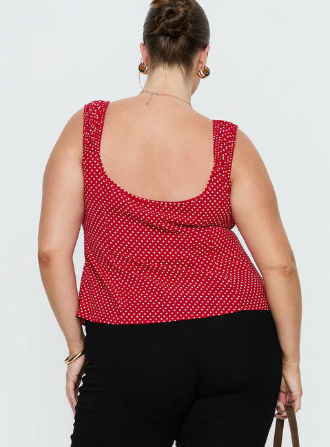 Garconne Top Red Polka Curve
