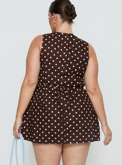 Yumiko Romper Brown Polka Curve