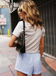 back view of model wearing Princess Polly Colton Tee Grey Short Sleeves Crew Neck 