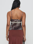 back view of model wearing Princess Polly Karena Longer Top Multi Sleeveless Plunger 