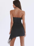 Front view of model wearing  front Princess Polly Square Neck  Donelli Mini Dress Black