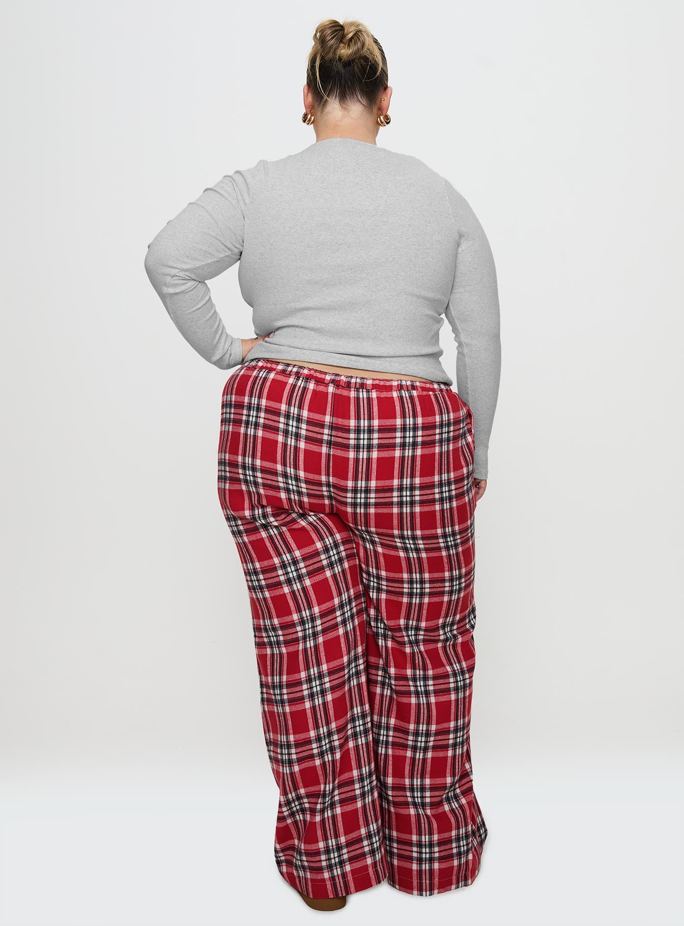 In The Morning Sleep Pant Red Check Curve