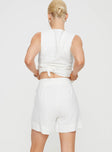 Bellair Linen Blend Shorts White Princess Polly high-rise 