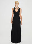 Princess Polly V-Neck  Verde Linen Blend Maxi Dress Black