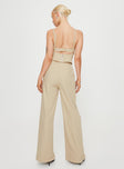 Beige Matching set Slim fitting adjustable shoulder straps sweetheart neckline zip fastening at back Tailored pants zip and clasp fastening twin hip pockets subtle pleats at waist