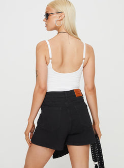Kaycie Wrap Skort Black Denim Princess Polly high-rise 