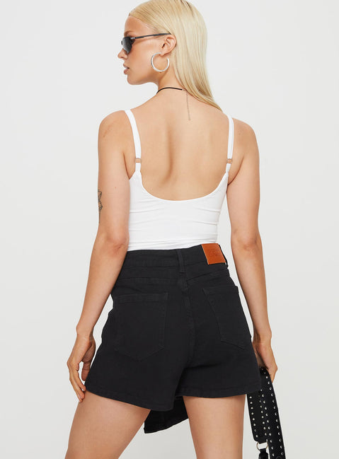 Kaycie Wrap Skort Black Denim Princess Polly high-rise 