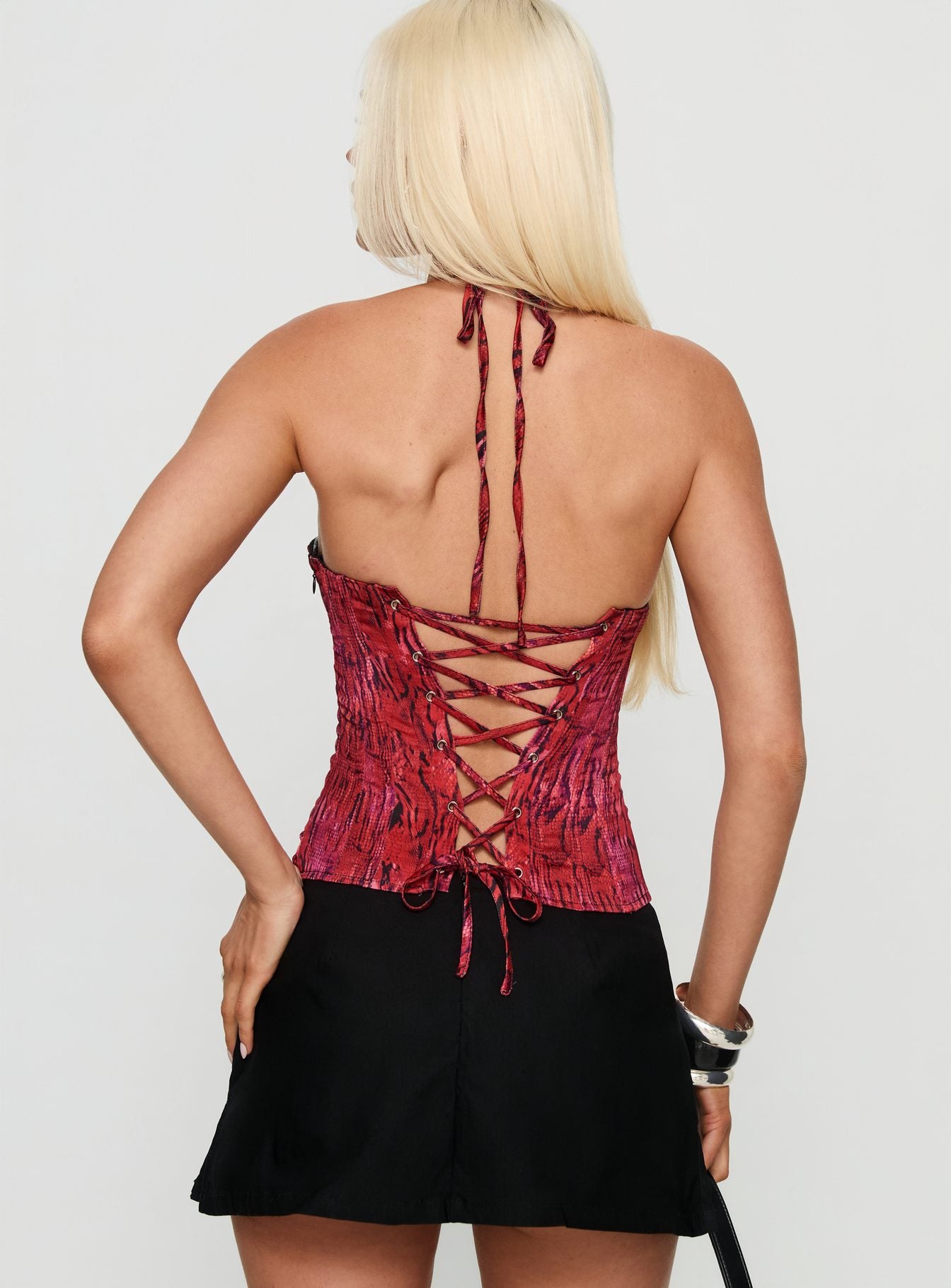 Joylene Lace Up Corset Red / Black