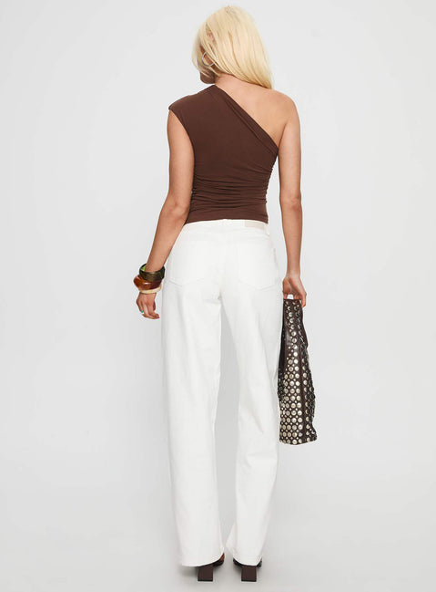 Taji Mid Rise Wide Leg Jeans White