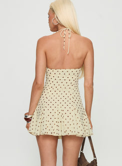 Delamere Mini Dress Yellow / Brown Polka Dot