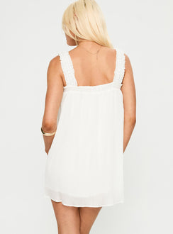 back view of model wearing Princess Polly Cupids Bow Mini Dress White Square Neck 