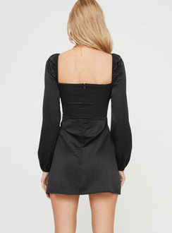 product Princess Polly High Neck  Della Long Sleeve Mini Dress Black