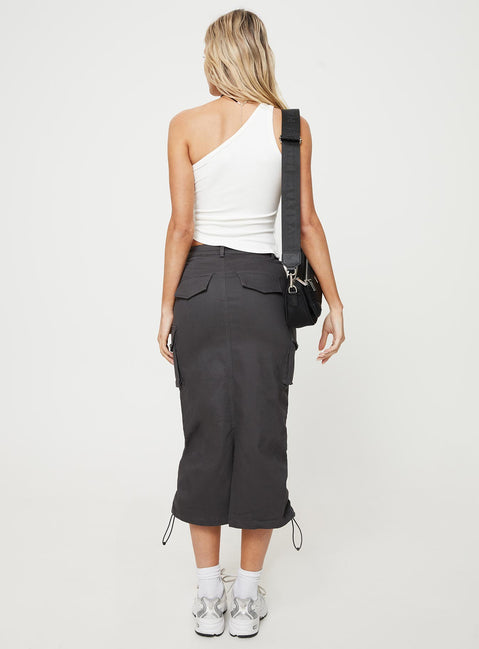 product Bellows Cargo Midi Skirt Washed Black Princess Polly  Midi Skirts 
