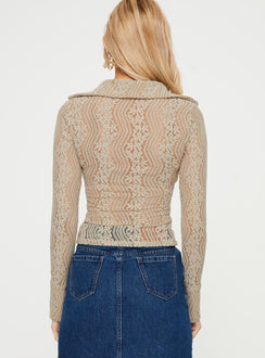 product Princess Polly Three Fourth Sleeves Sweetheart  Dellini Long Sleeve Top Beige