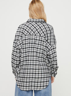 product Princess Polly Full Sleeves Crew Neck  Medley Shirt Black / White Check