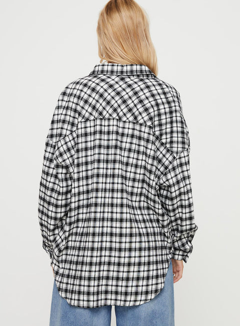 product Princess Polly Full Sleeves Crew Neck  Medley Shirt Black / White Check