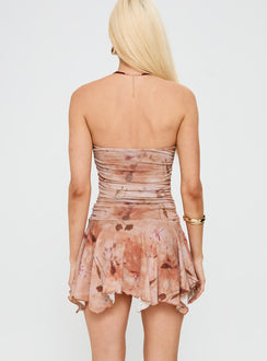 Minxie Strapless Playsuit Pink Floral