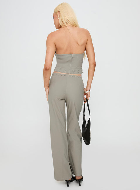 back view of model wearing Princess Polly Passionette Pants Olive 