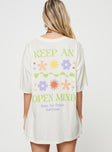 product Princess Polly Half Sleeves V-Neck  Keep An Open Mind Oversized Tee White