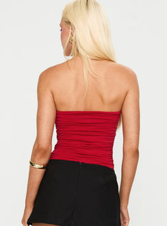 back view of model wearing Princess Polly Spectacle Bodysuit Red Sleeveless 
