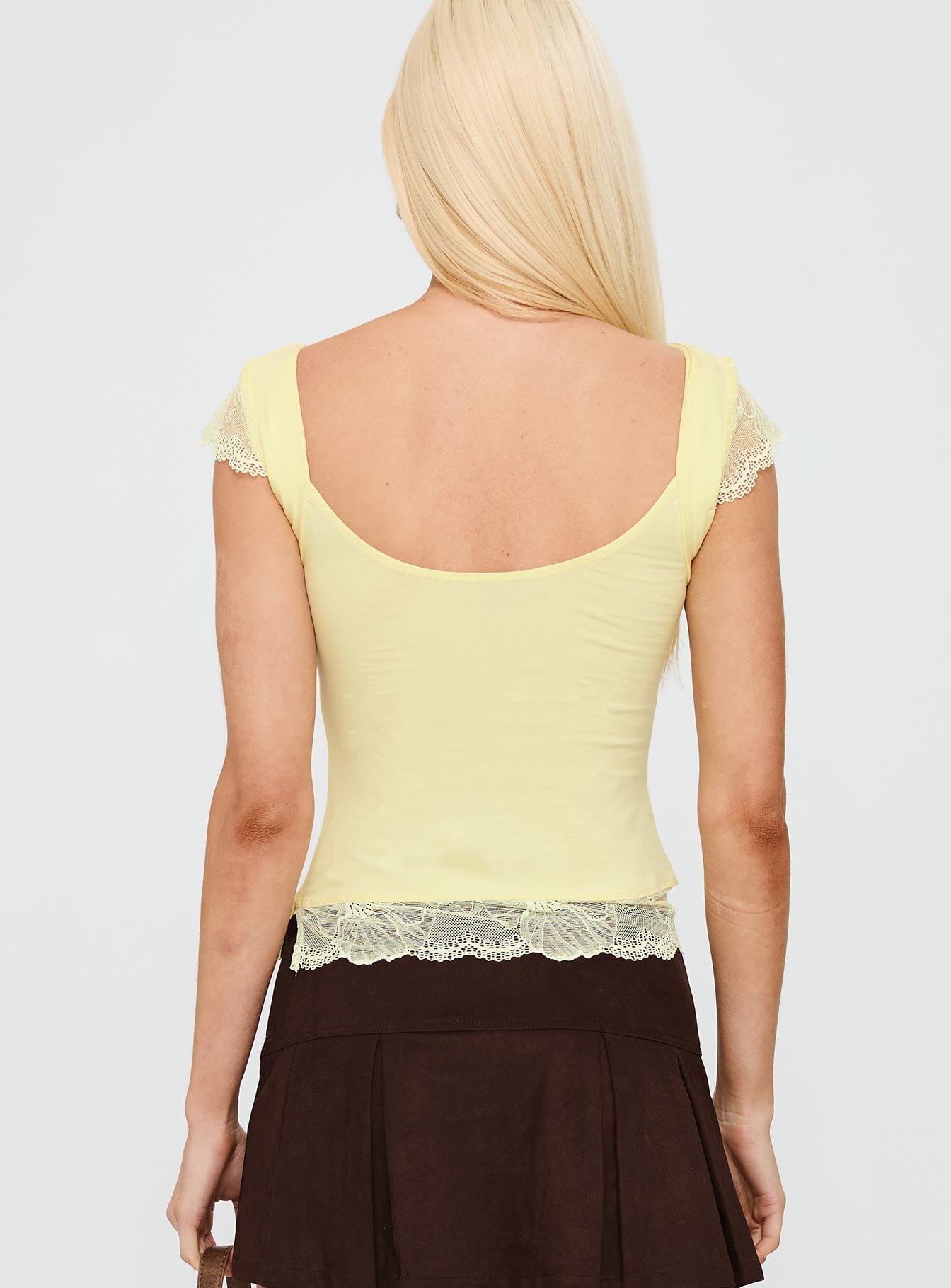 Pillowtalk Lace Detail Top Yellow