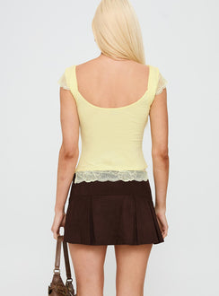 Nottie Faux Suede Pleat Skort Brown