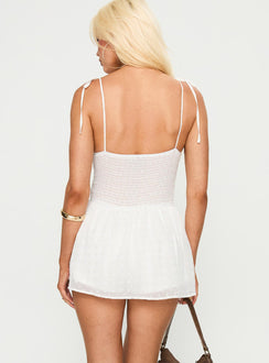 Guessing Game Ruched Romper White