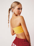 back view of model wearing Princess Polly USC Bandeau Top Cardingal Red Sleeveless straight 