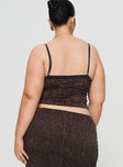 back view of model wearing Princess Polly Hostona Top Multi Curve Sleeveless V-Neck 