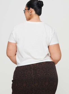 back view of model wearing Princess Polly Micah Tee White Curve Short Sleeves Crew Neck 