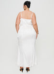 back view of model wearing Princess Polly Ematie Maxi Dress White Curve Square Neck 