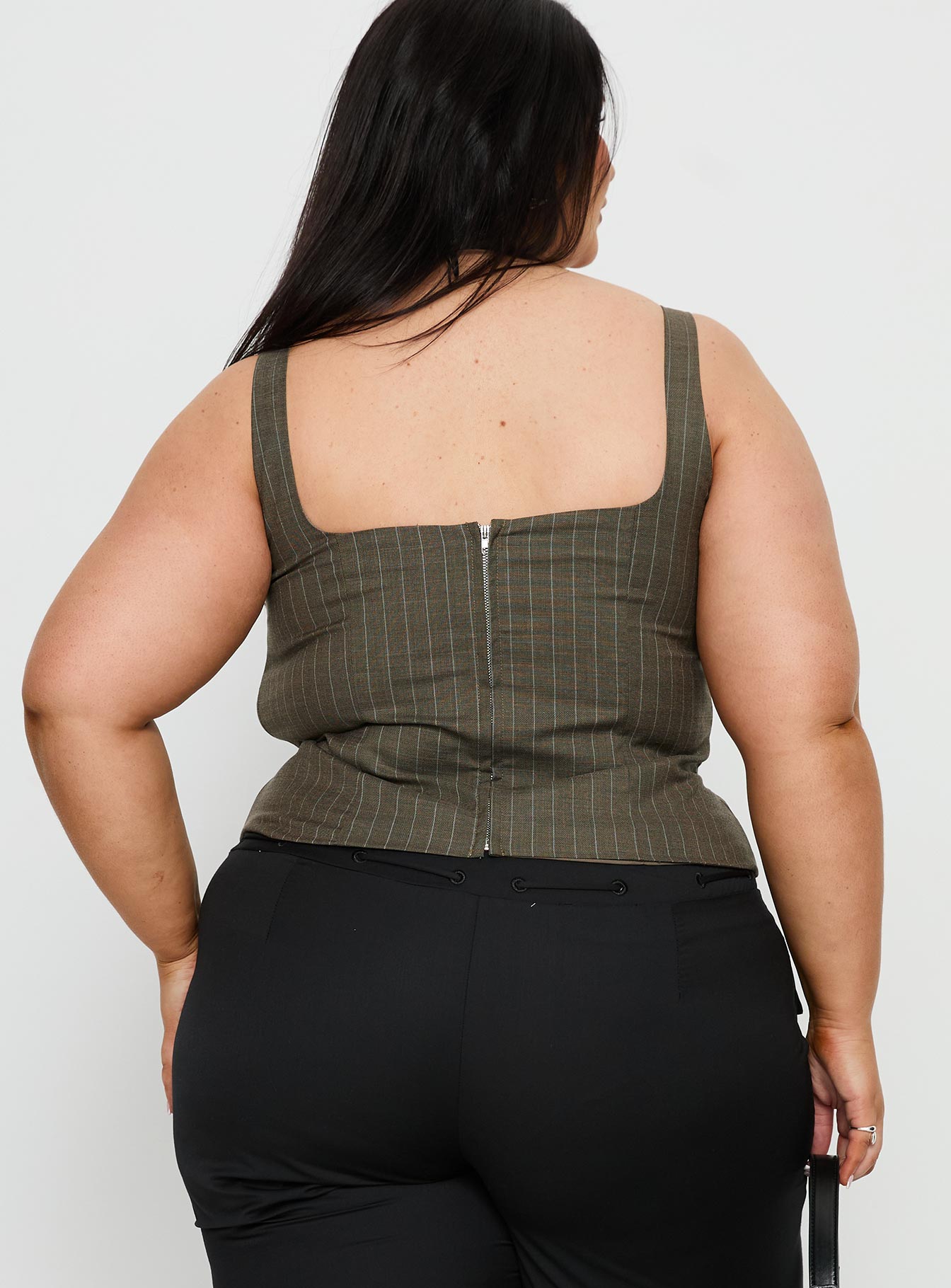 Nylen Tailored Suiting Top Brown Pinstripe Curve