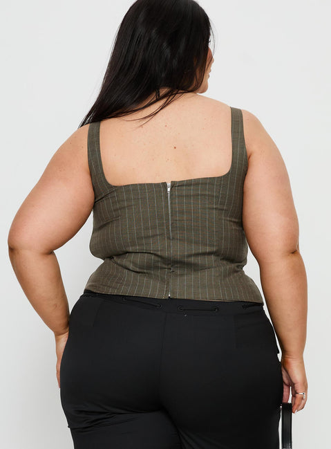 Nylen Tailored Suiting Top Brown Pinstripe Curve