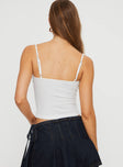 back view of model wearing Princess Polly Lotanne Cami White Sleeveless Scoop Neck 